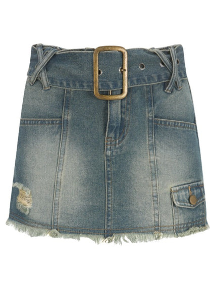 Retro Denim Design Sense A line skirt