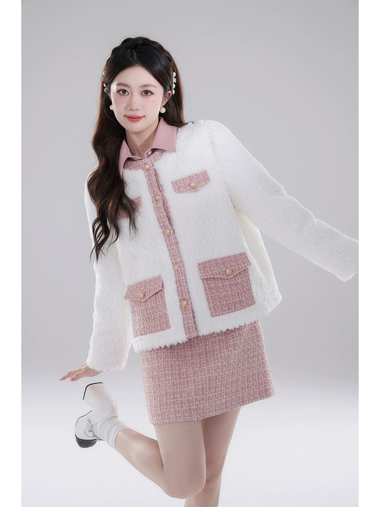 Pink Tweed Boa Fragrance Jacket