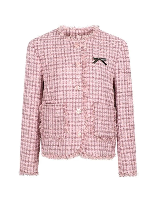 リボンピンクブラウンジャケット