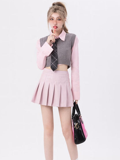 French pink pleated skirt