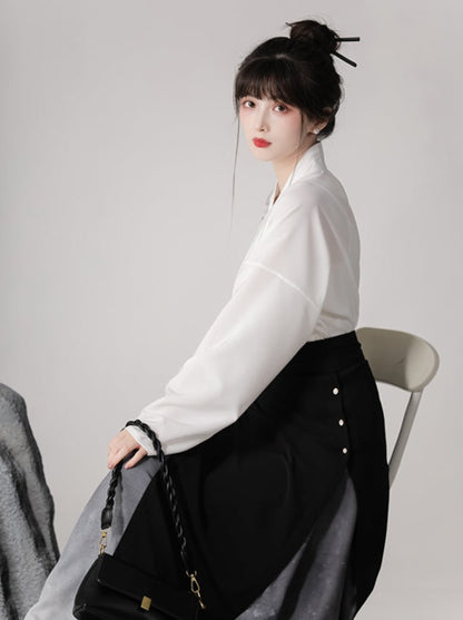 Dark China Mode Pleated Skirt Setup