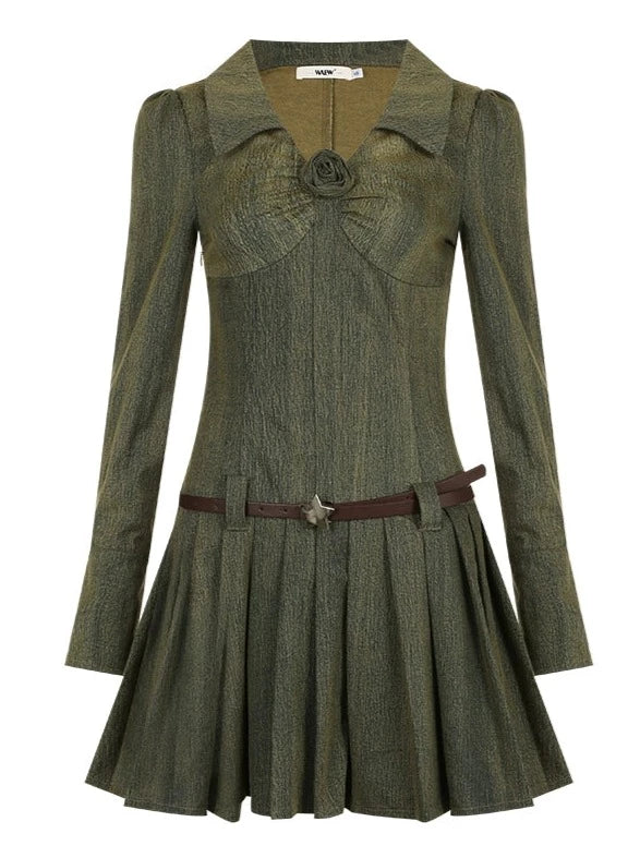 ベルリンフラワーオールドデニムワンピース