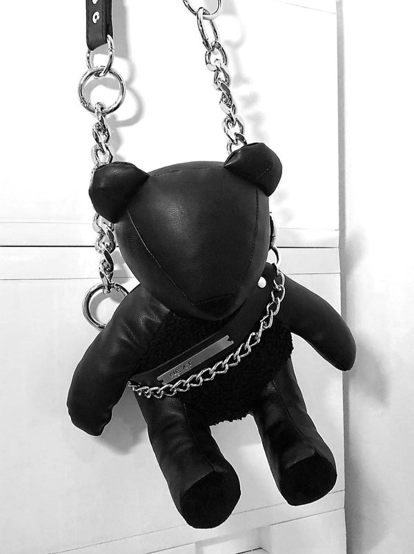 Y2K chain leather bear bag