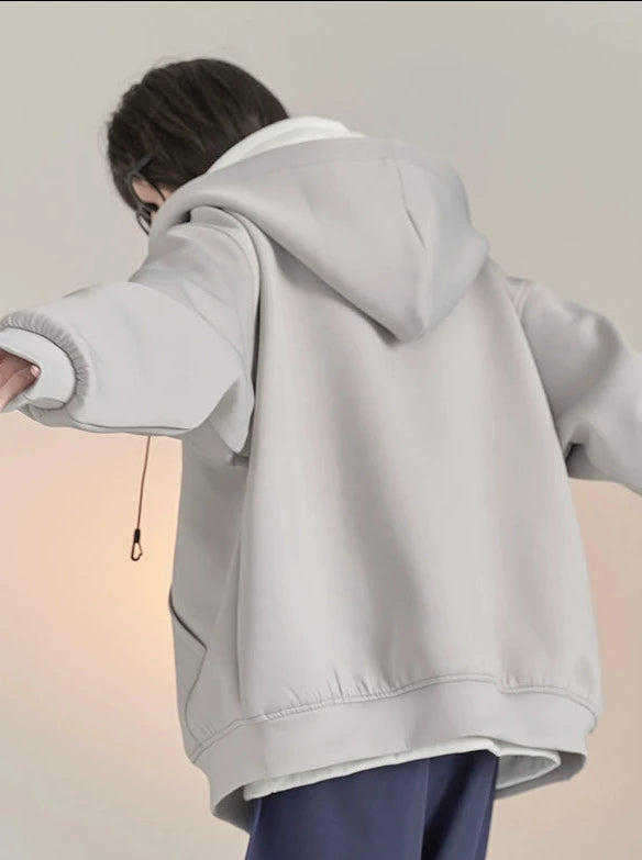 Luz Solid Color Hoodie Zip Sports Jacket