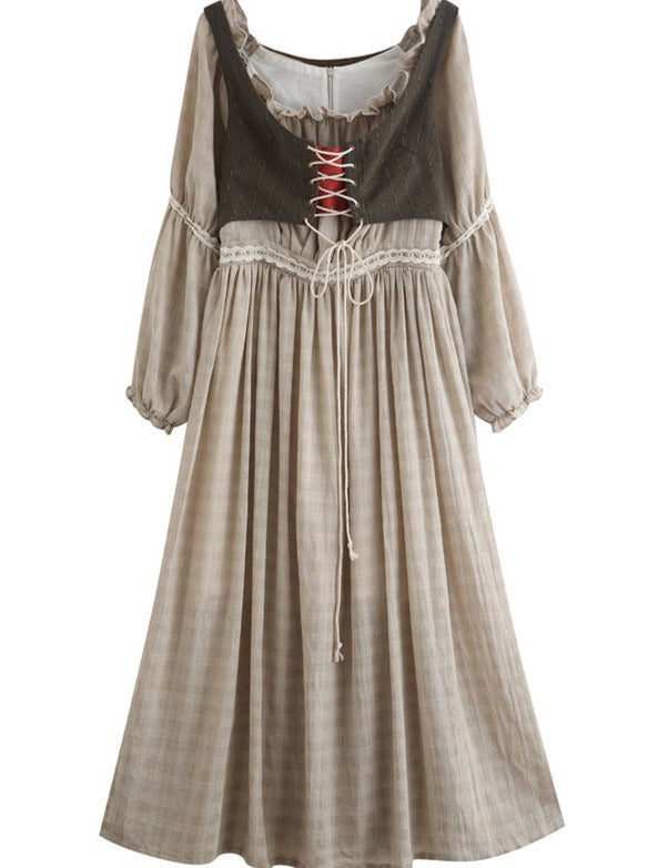 ノルディックパストラルベストリネンワンピース