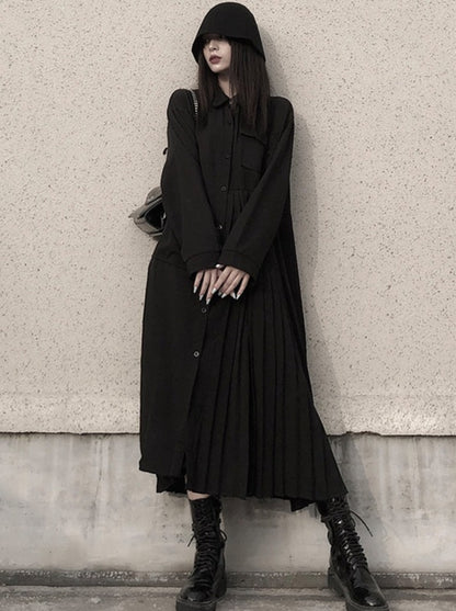 Dark style loose shirt dress