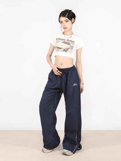 Zip -slit Casual Design Wide Leg Pants