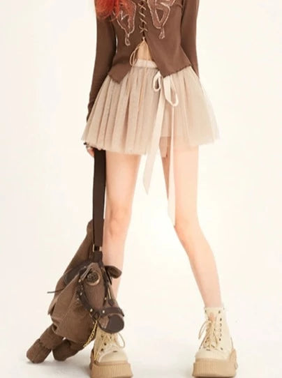 11SH97 ballet style A-line skirt women's autumn and winter Merlard sweet mesh puffy skirt slim and thin