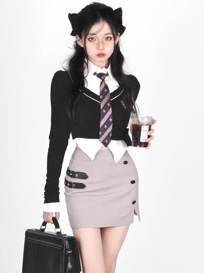 Heroin Girl Suit Skirt College Style Set