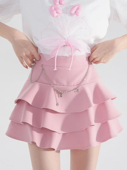 Motif chain strap tea asskirt tasting pants