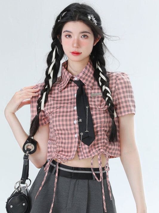 tie cropped short shirt 