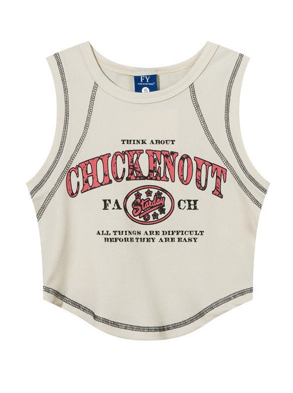 アメリカンスタイルクリエイティブレタープリントショートタンクトップ