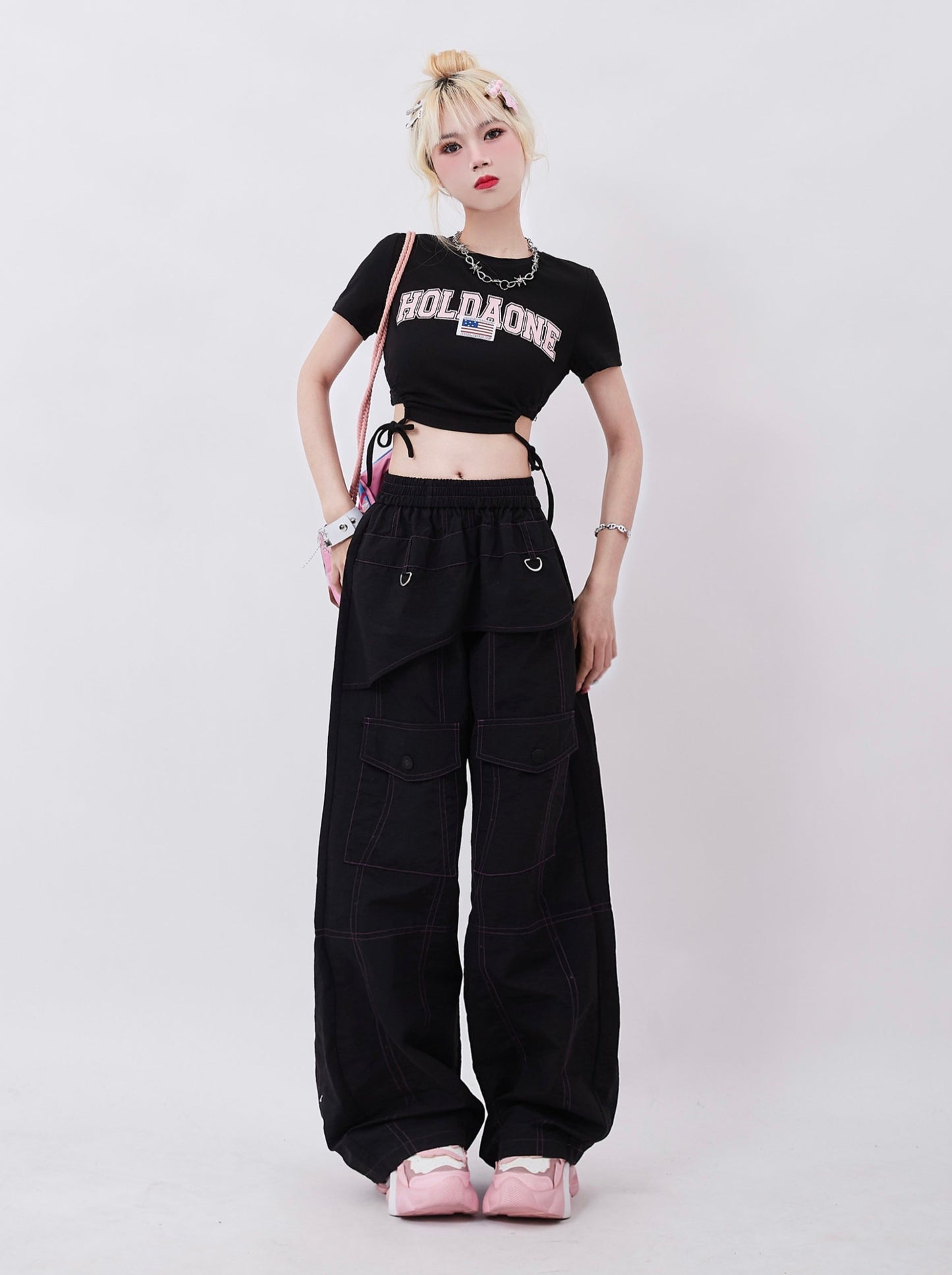 Big pocket design sense all-match straight pants