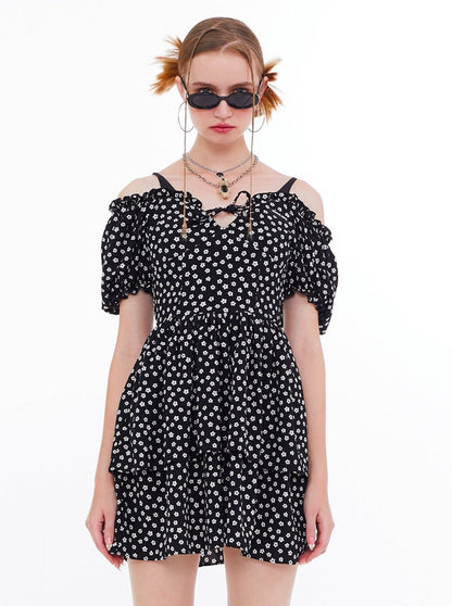 Puff sleeve flower dress