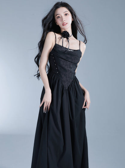 Swing color Suspender long skirt