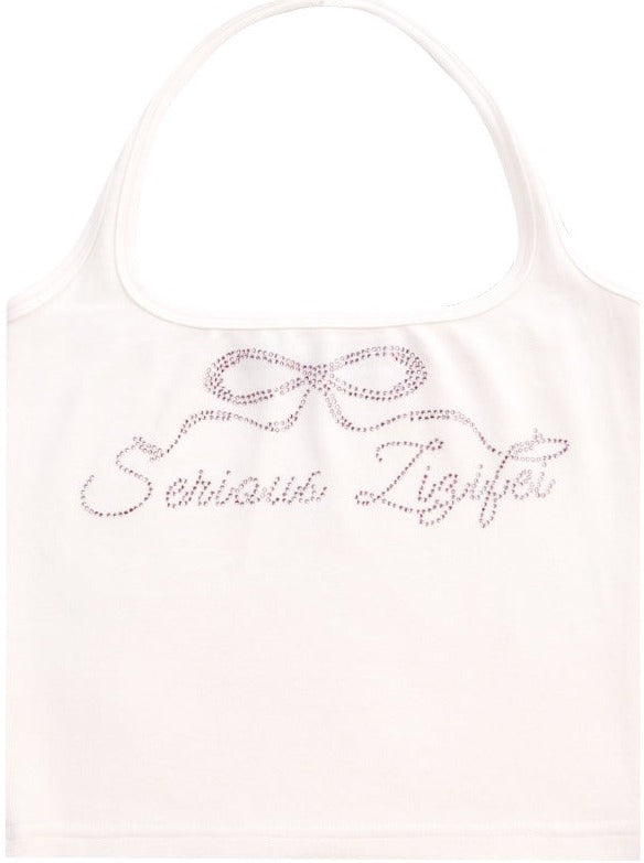 American Stone Ribbon Neck Halter Top