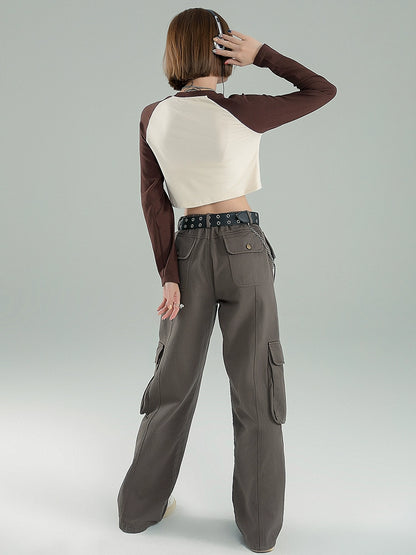 Retro mode loose cargo pants