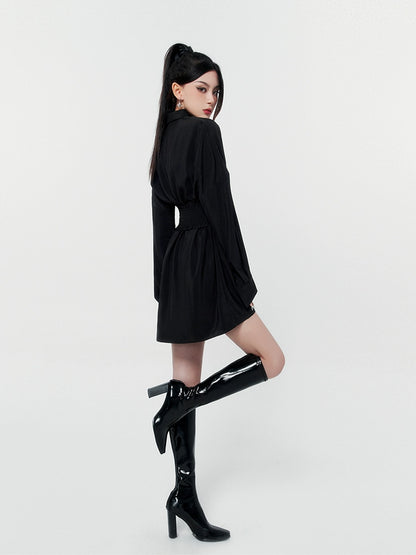 Waist mark mode shirt dress