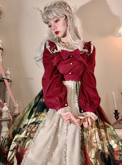 Velvet Retro Castle Art Flared Dress