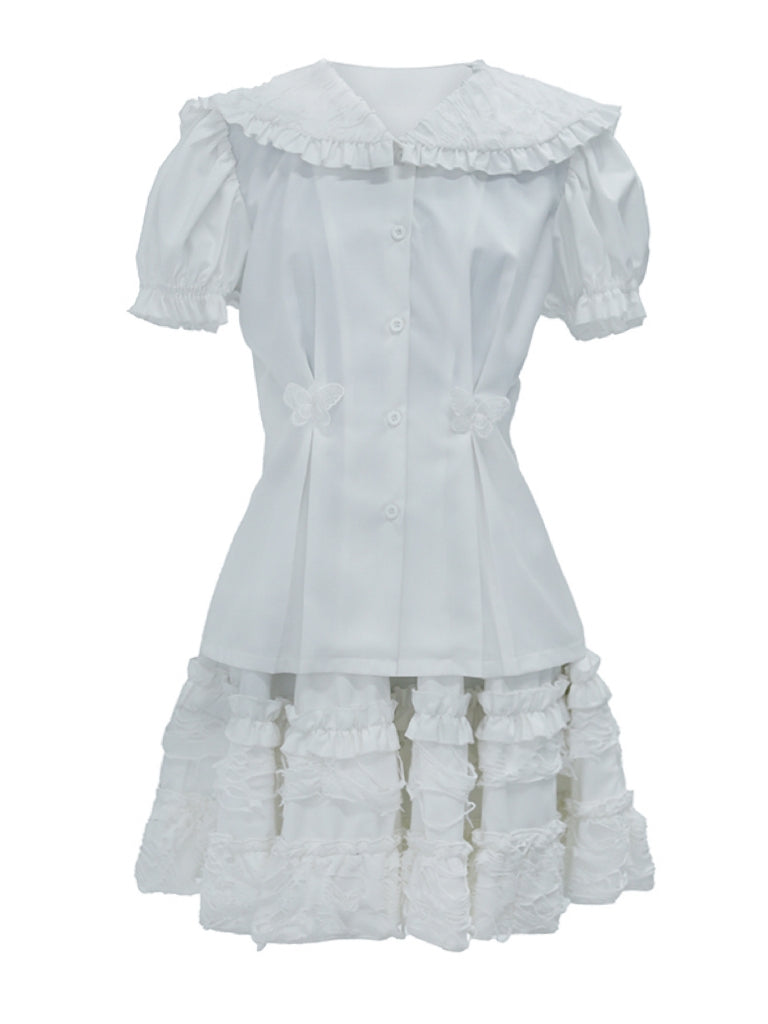 Frill White Doll Collar Cake Skirt Setup