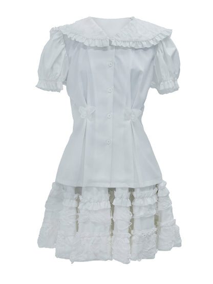 Frill White Doll Collar Cake Skirt Setup