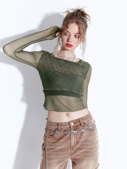 American Retro Sheer Short Tops