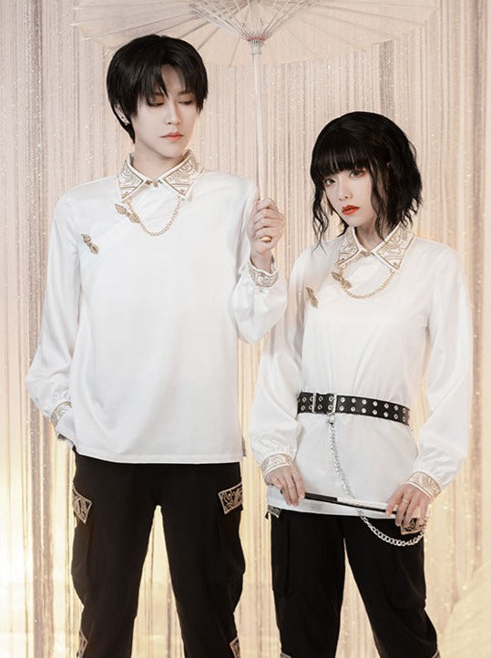 バックルレトロモードチェーンユニセックストップシャツ