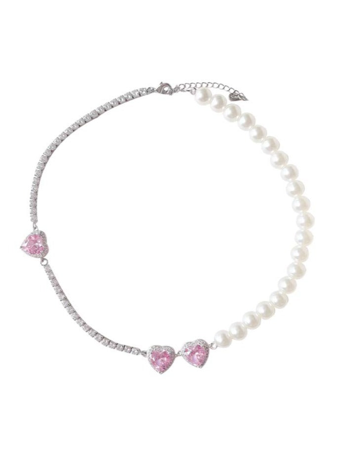 Pearl diamond chain necklace