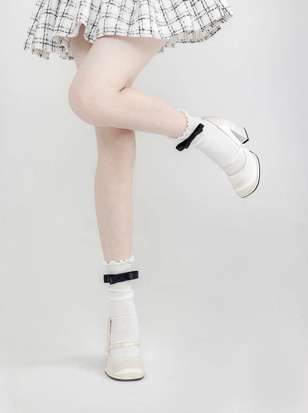 サテンリボンリブソックス