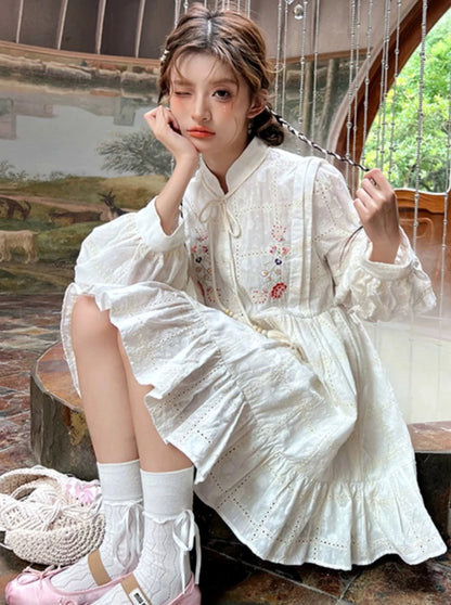 Pop Flower Lace Cotton Flare Dress