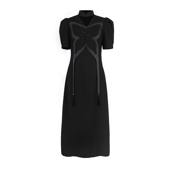 Big Butterfly Design Slim Chinese Dress