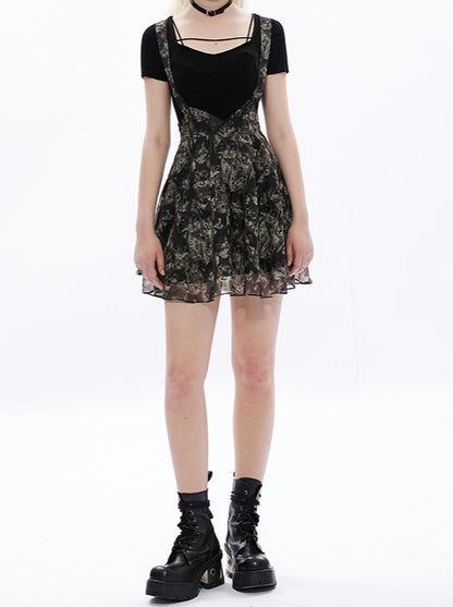 High waist A-line vintage sass skirt [sheer cat pure black cat jacquard]