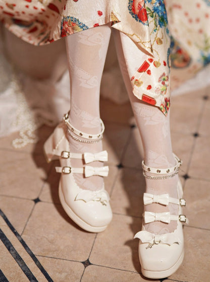 Patent Leather Double Ribbon Lolita Shoes