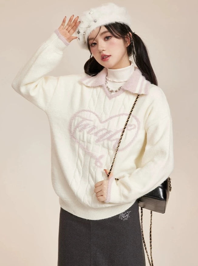 Fur Heart Logo Design Polo Sweater