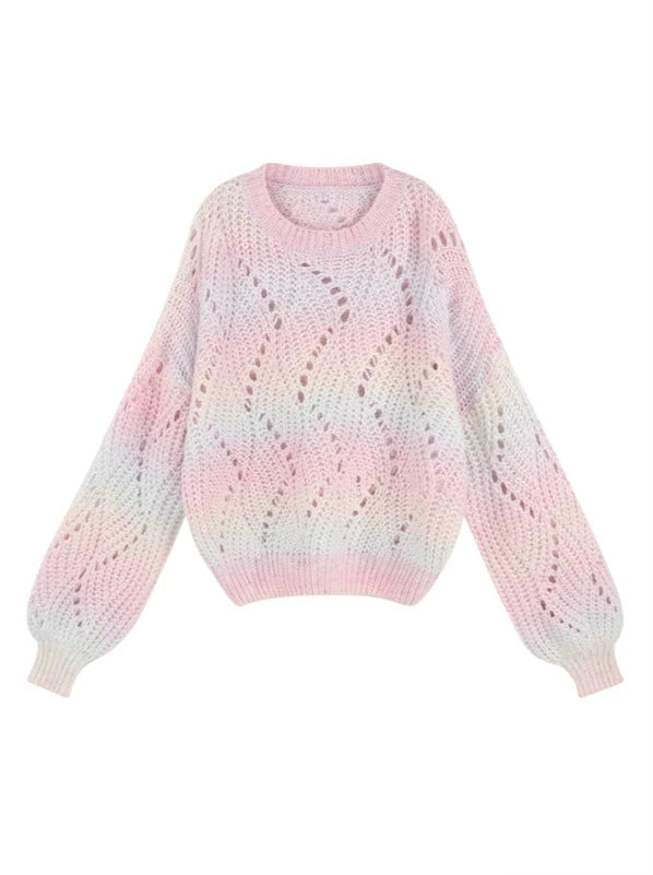 レイジースタイル透かし編みニットプルオーバー