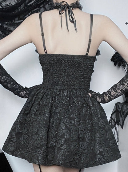 Dark Gothic Rose Lace Sling Dress