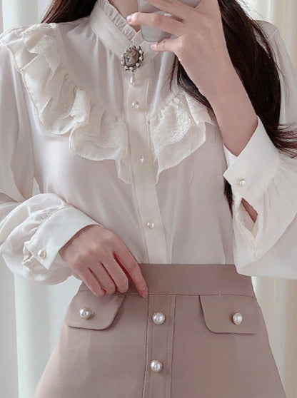 Elegant stand neck blouse