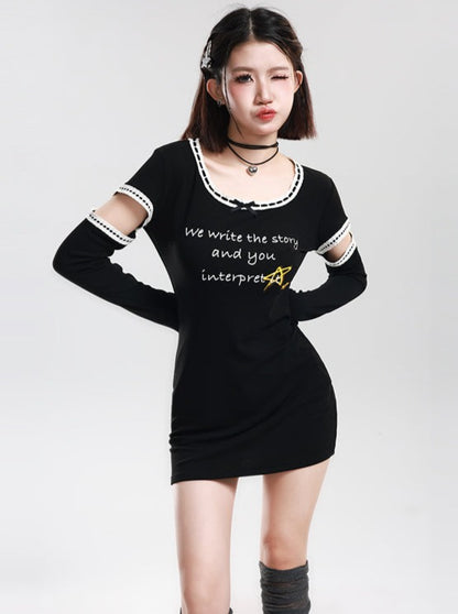 Letter logo casual tight dress