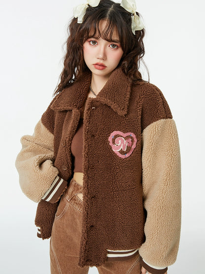 Uniform Cherry Design Boa Jacket