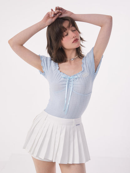 Ritri Ribbon Open Neck Tops