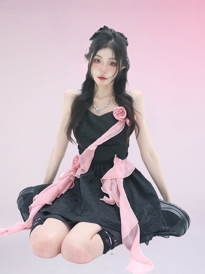 Rose Bow Design Dark Dress