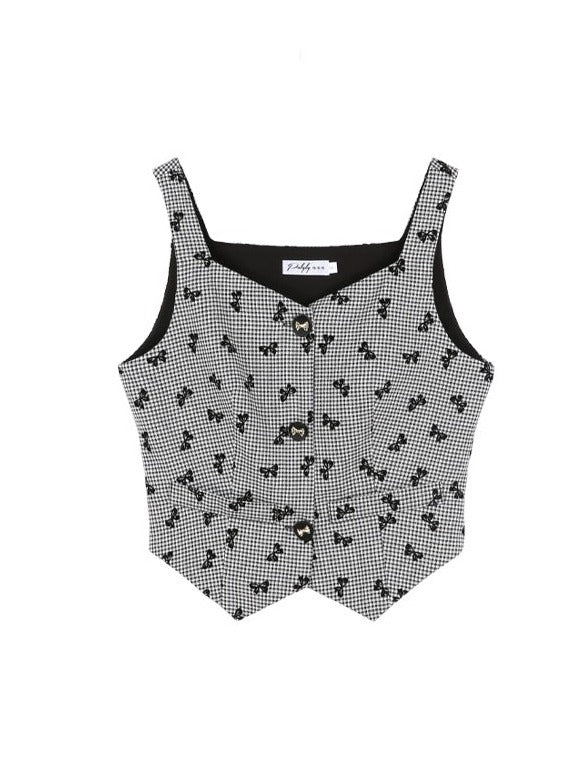 レースシフォンシャツ＋ベスト＋プリーツスカート