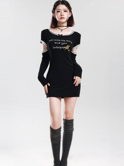 Letter logo casual tight dress