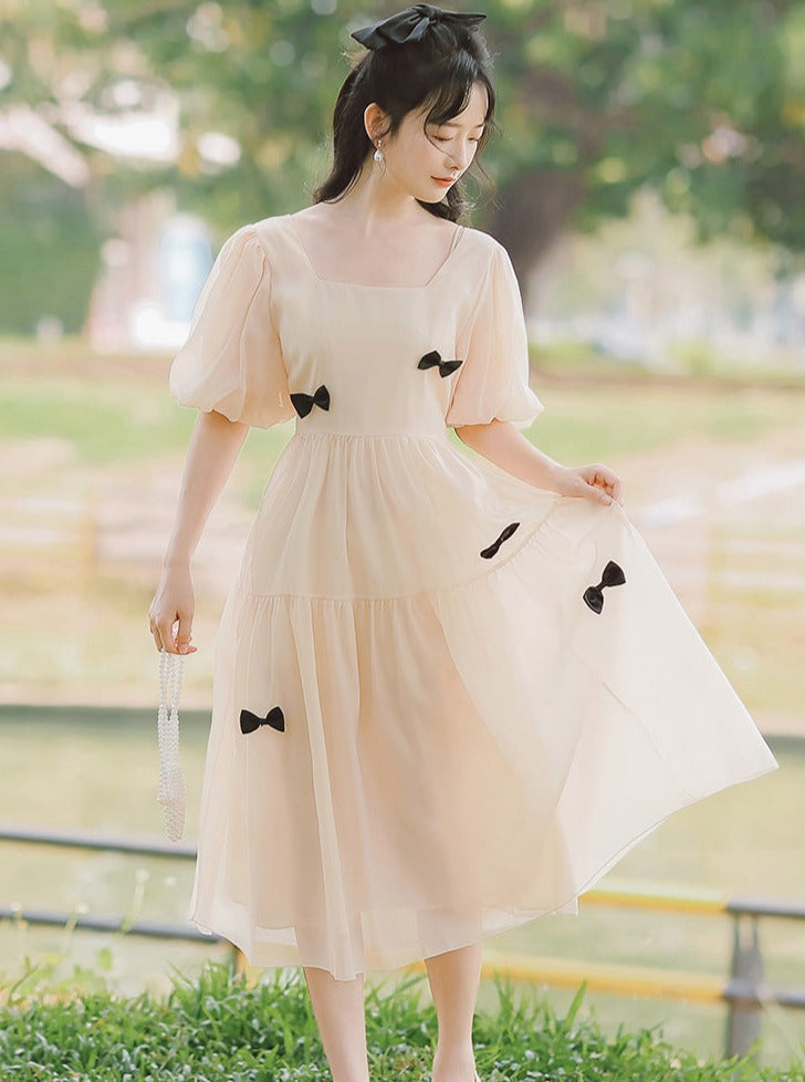 retro dress shopee Vintamour Vintage Elegant Women's Floral Dress,Beige Modest Picnic Summer Cottagecore Dress,Apricot Tulip Print Fitted Umbrella Hem Short Sleeve French Style Indulge in timeless elegance with our Vintage Lace Vintage Dress from Shopee |