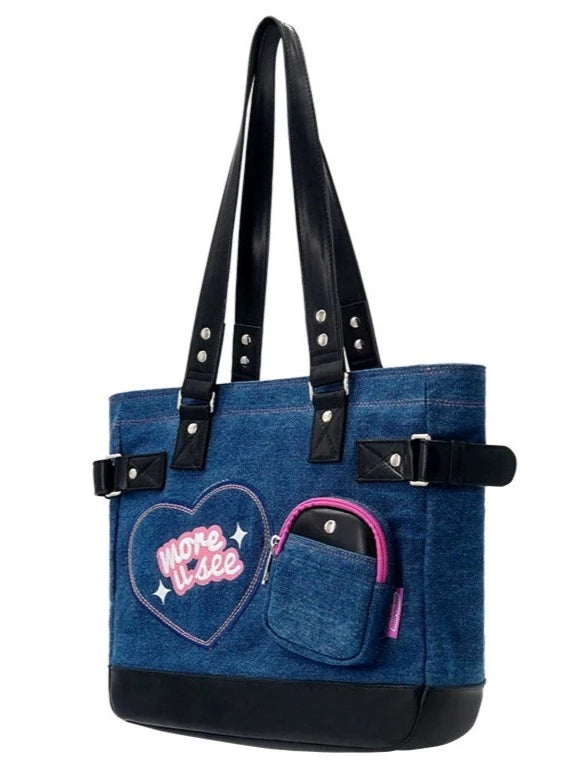 Y2K design denim tote bag