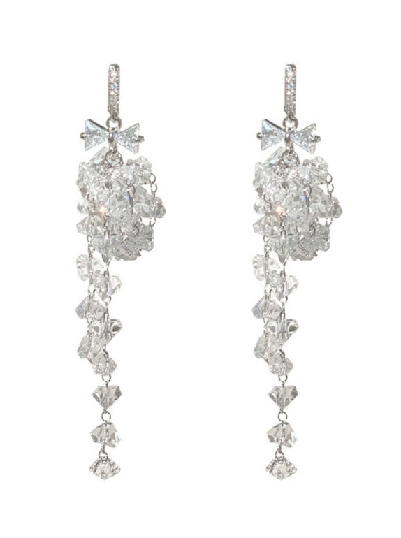 Crystal bead tassel earrings