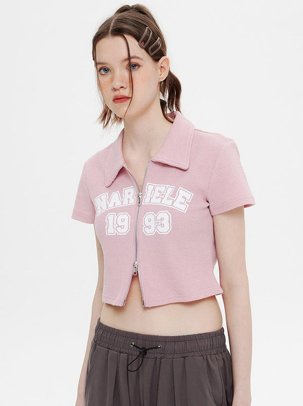 ダブルジッパースリムフィットポロトップス