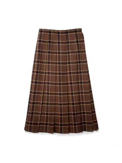 Wardrobe College Style Checked Wool Skirt