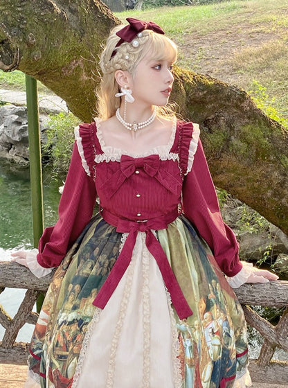 Velvet Retro Castle Art Flared Dress