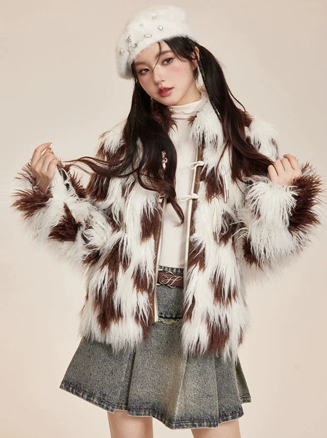 Horn Button Fur Coat